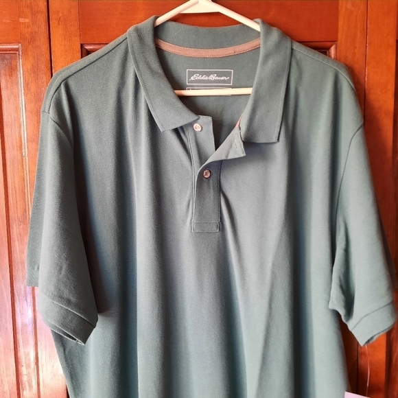 NWT Eddie Bauer 100% cotton sage green short sleeve polo shirt size XL Tall - Picture 2 of 13